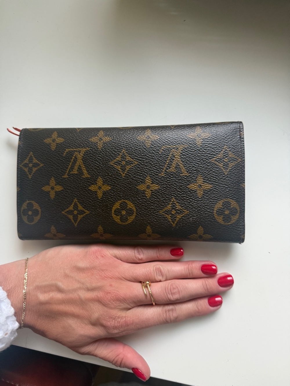 Louis Vuitton Monogram Envelope Wallet in Brown with Orange Snap - Picture 4 of 4